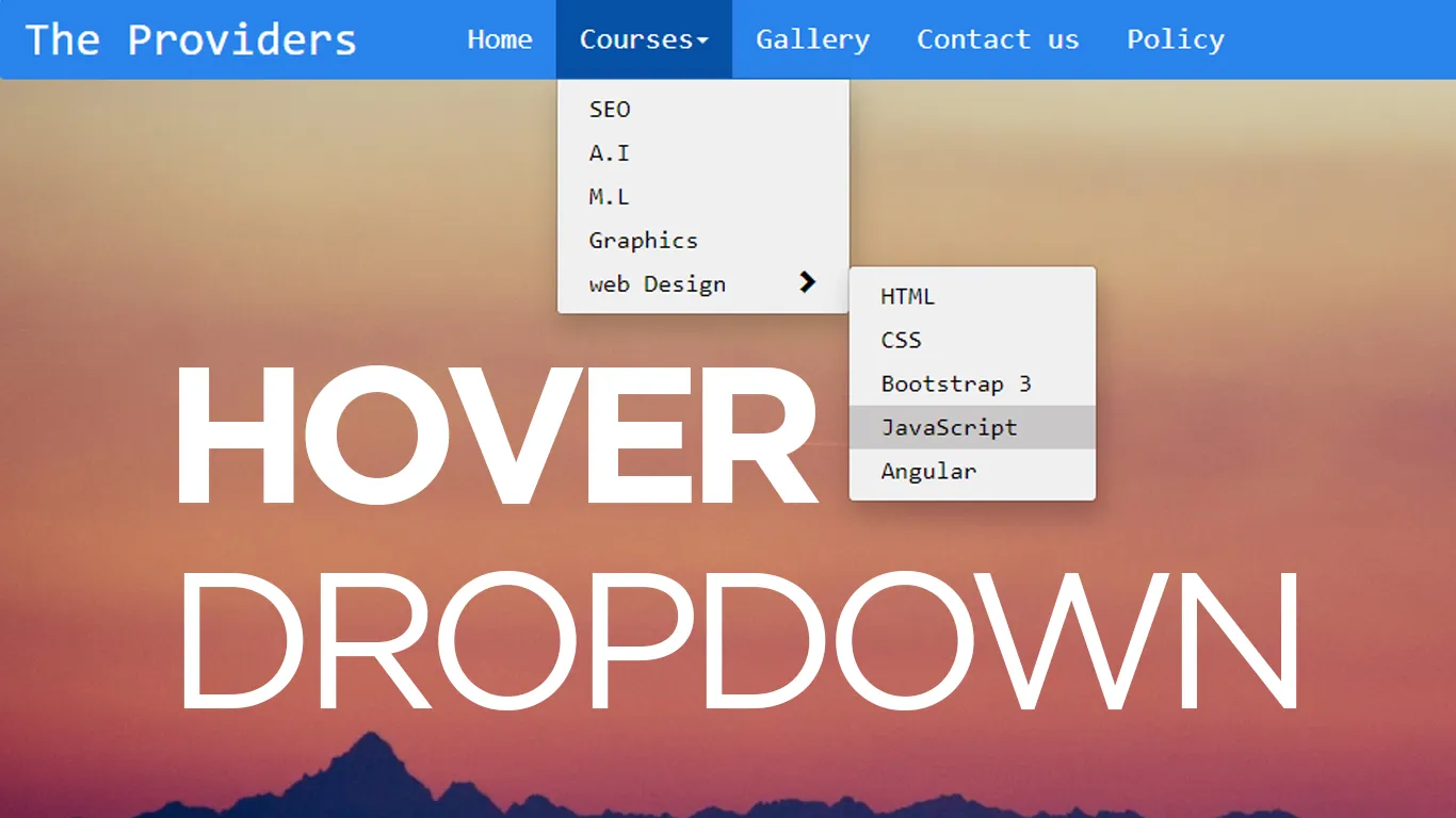 Dropdown Menu with sub menu On Hover | Bootstrap Hover Dropdown Menu