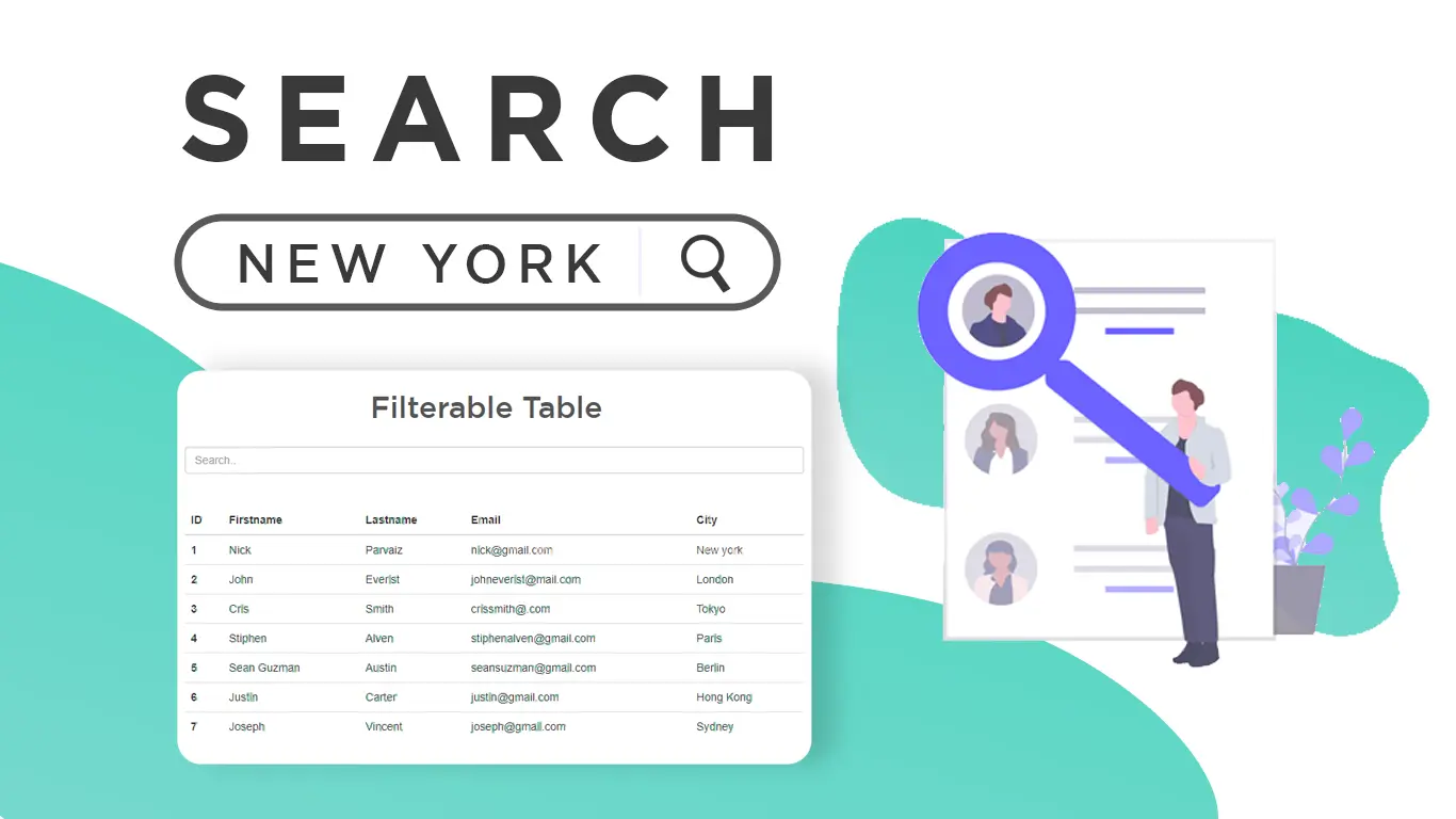 Filter Table Data with JQuery | Create a Search Bar and Filter Table