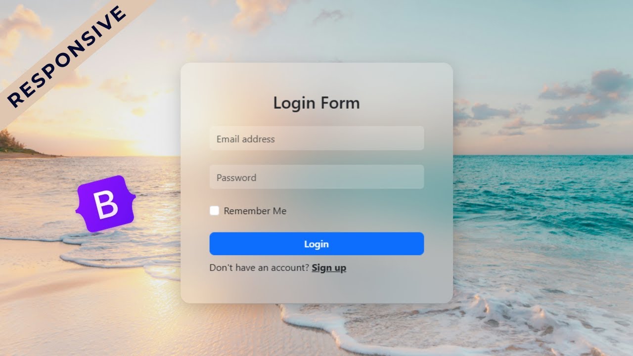 Responsive Login Form with BOOTSTRAP 5 | Transparent Login form with Glass Effect