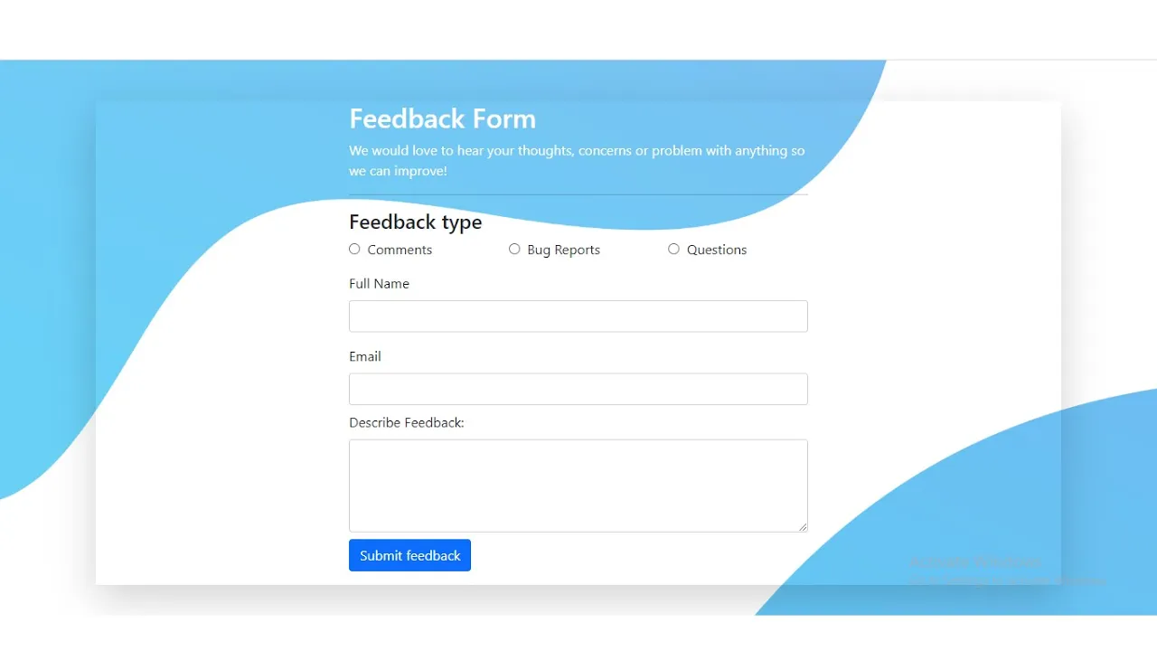 Bootstrap 5 Feedback Form | Responsive Feedback Page Design using Bootstrap 5